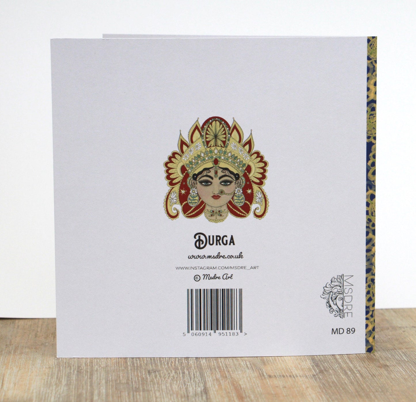 Durga Ma Indian Goddess Msdre Greetings Card Square Printed in the UK